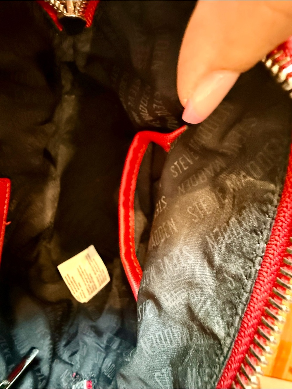 Steve Madden Red Saffiano Crossbody with Silver Chain - Picture 7 of 9